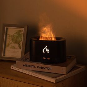 Drop Shipping Flame Humidifier Aroma Diffusers Machine Home Bedroom Silent Essential Oil Flame Aroma Diffuser (Color: BLACK)